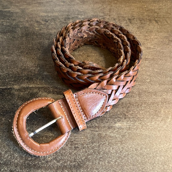 Womens‎ Brown Braided Leather Belt Boho Western Size M/L Classic Festival - Picture 1 of 8
